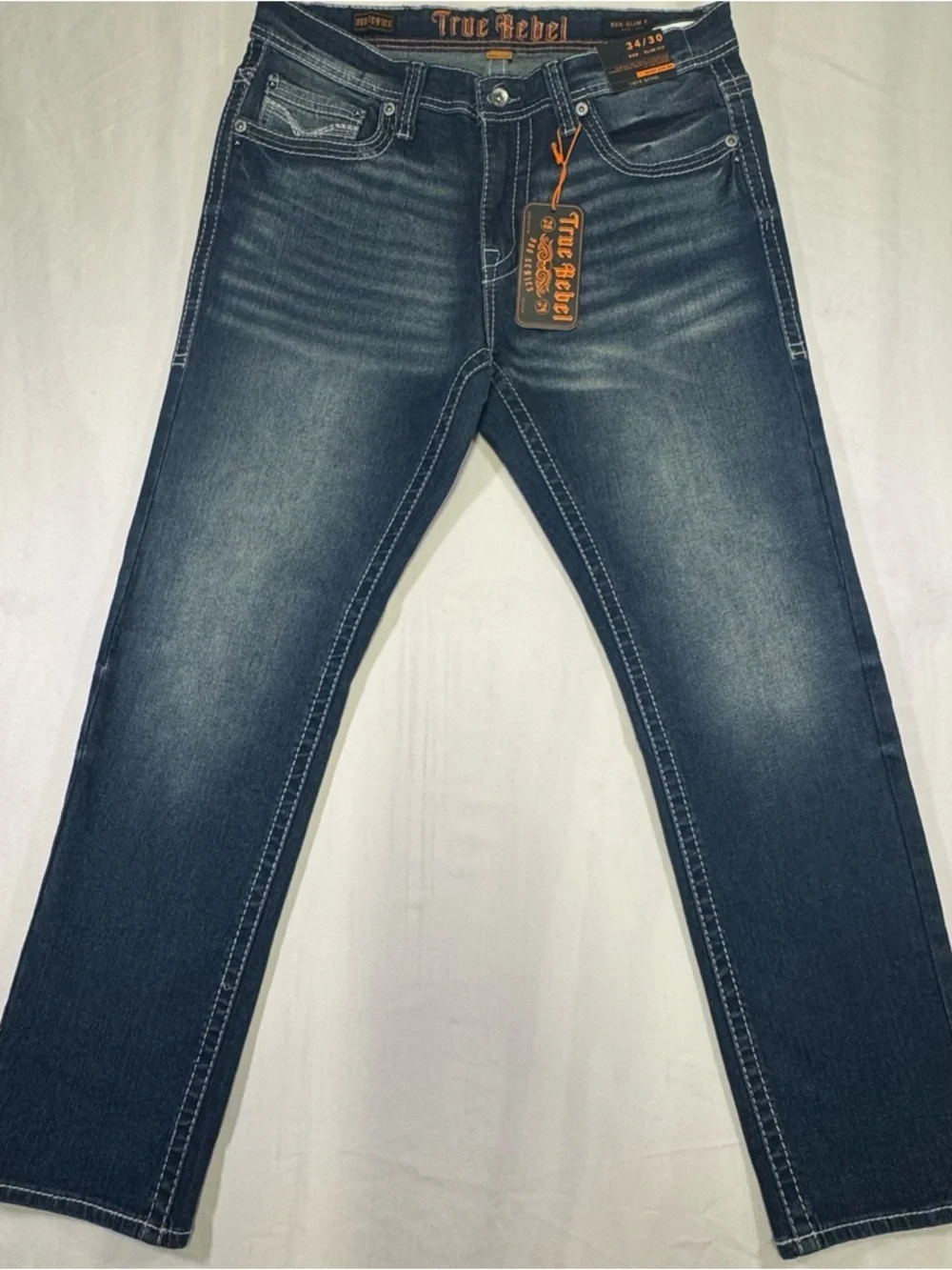 True Religion Men's Dark Wash Slim Straight Jeans